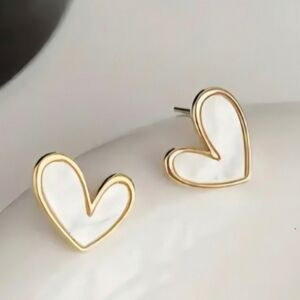 White Heart Earrings